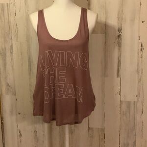 Women's Light Brown”LivingTheDream” Graphic Tank Top